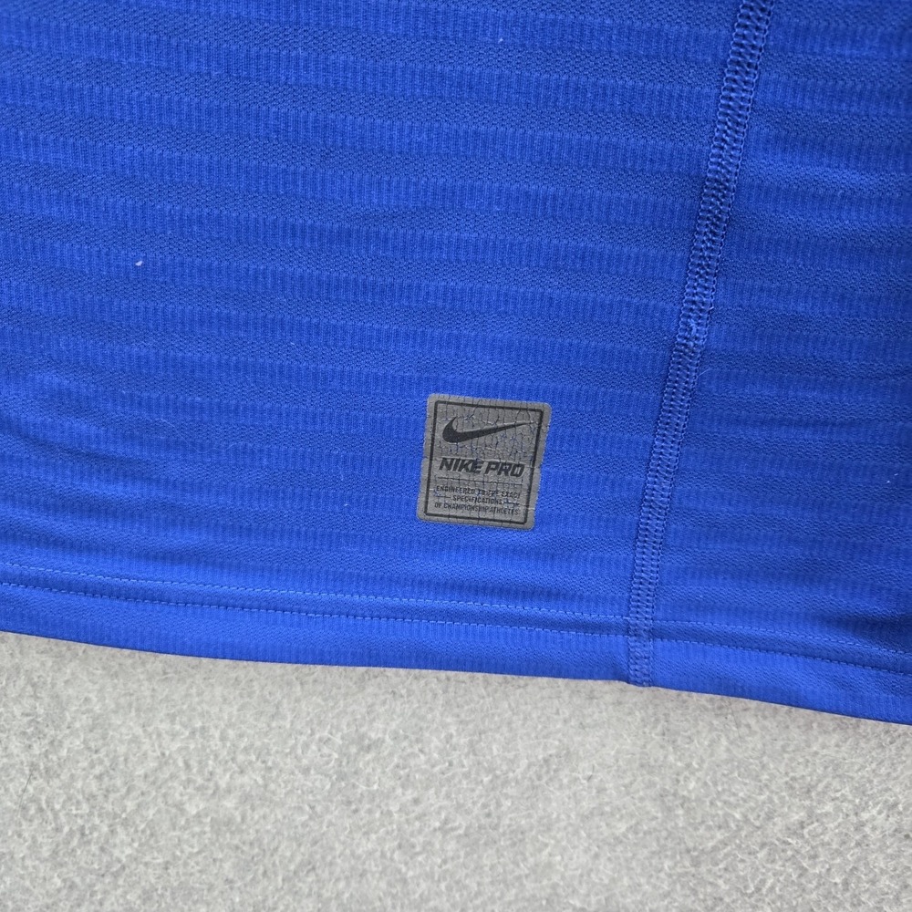 Nike Men Activewear Top XL Blue Pro Dri Fit Logo Long Sleeve Striped - Picture 4 of 11